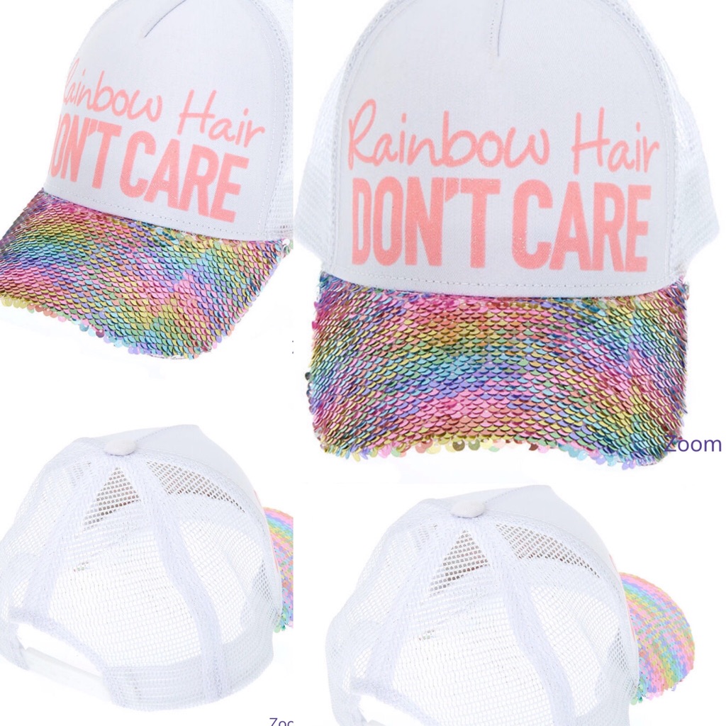 Rainbow Hair Dont Care Hat